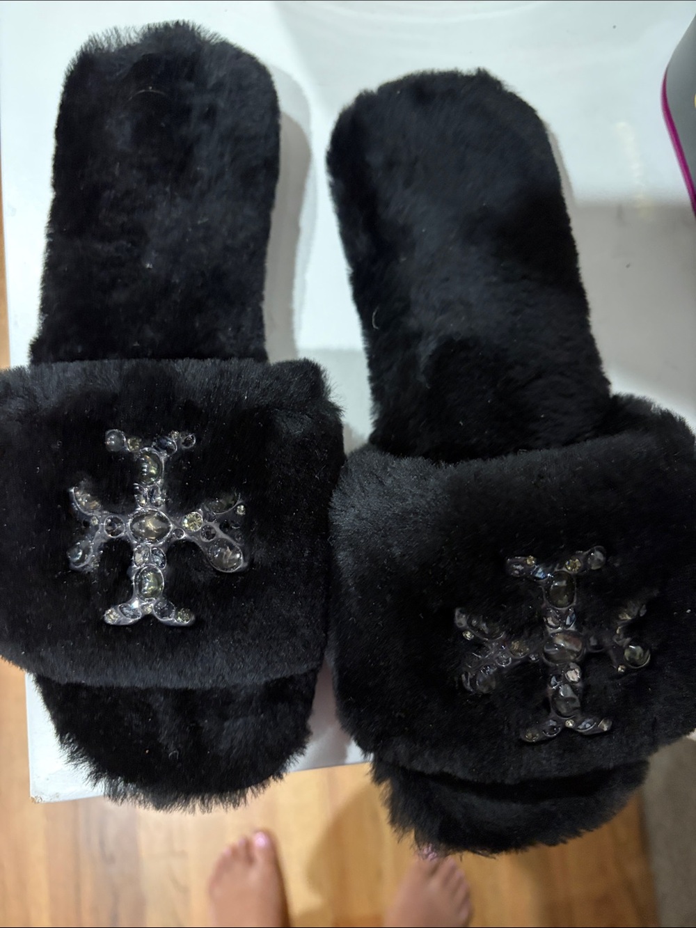 Tory Burch Jeweled Logo Slide Sandals